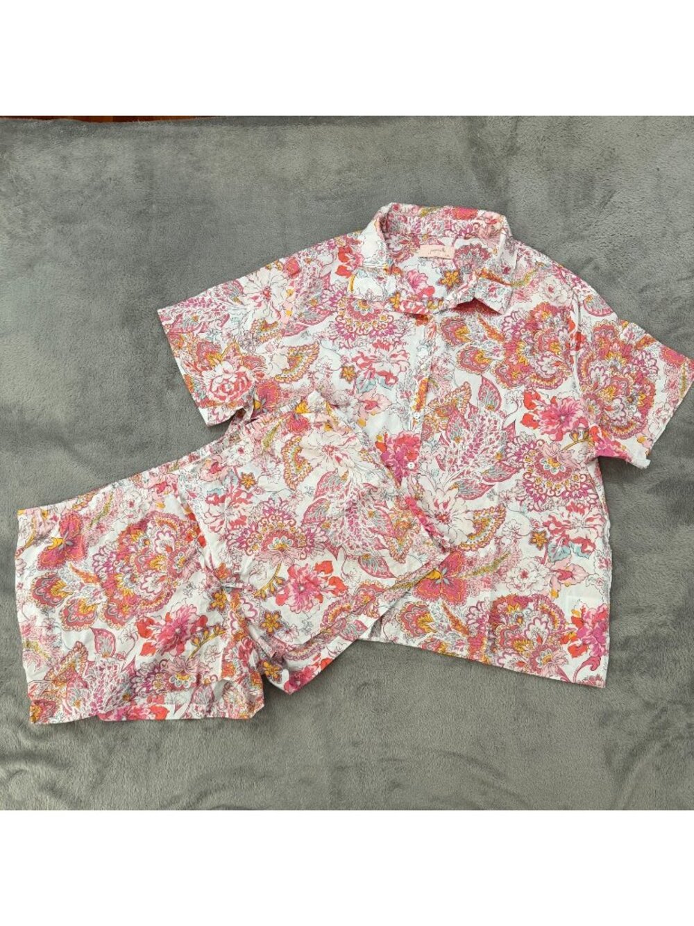 Papinelle Pajamas Set Pink Floral XXL Shorts Short Sleeve Shirt Cotton